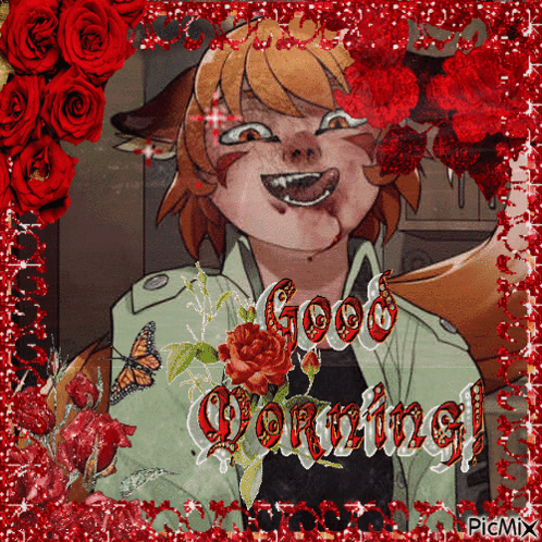 Cartoon Character Saying Good Morning In Red GIF