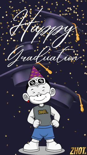 Cartoon Character Saying Happy Graduation