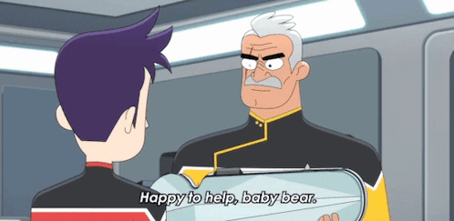 Cartoon Character Saying Happy to Help Baby Bear