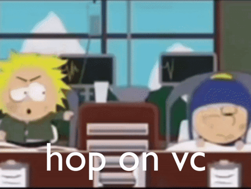 Cartoon Character Saying Hop on VC
