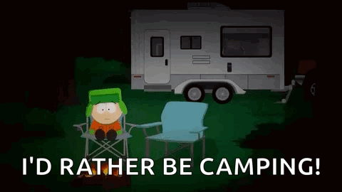 Cartoon Character Saying I D Rather Be Camping