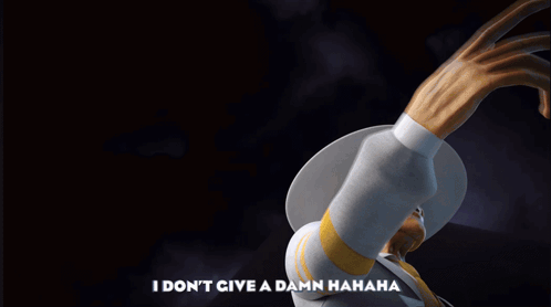Cartoon Character Saying I Don't Give a Damn Hahaha
