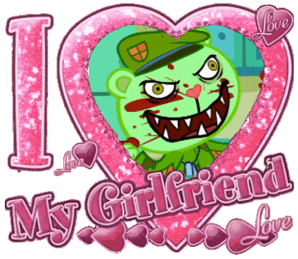 Cartoon Character Saying I Love My Girlfriend Pink Heart GIF