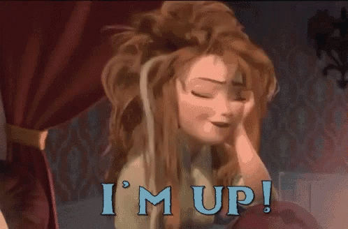 Cartoon Character Saying I'm Up in Blue