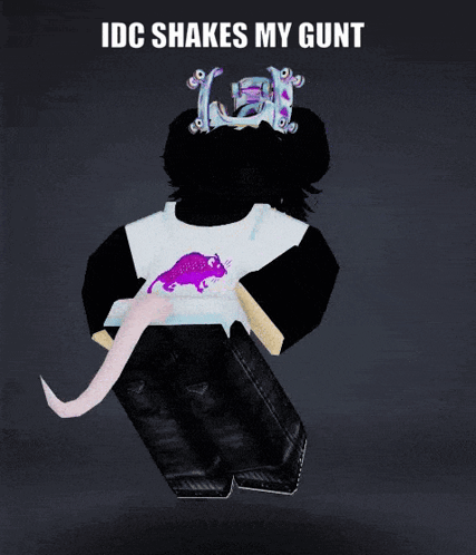 Cartoon Character Saying idc shakes my gunt