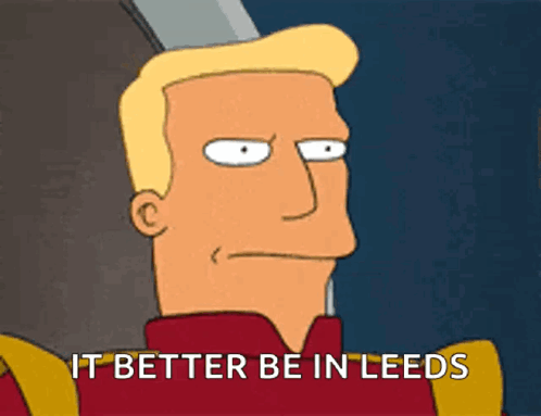 Cartoon Character Saying It Better Be In Leeds Holding Sword GIF