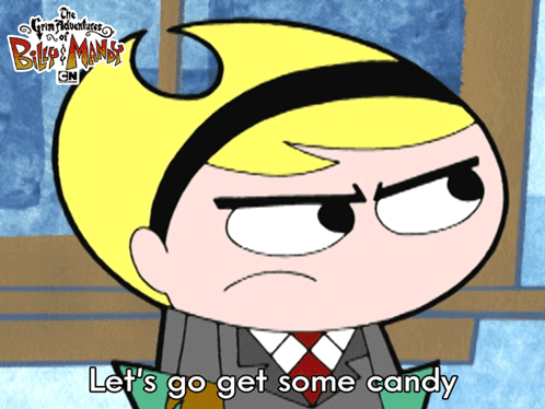 Cartoon Character Saying Let's Go Get Some Candy