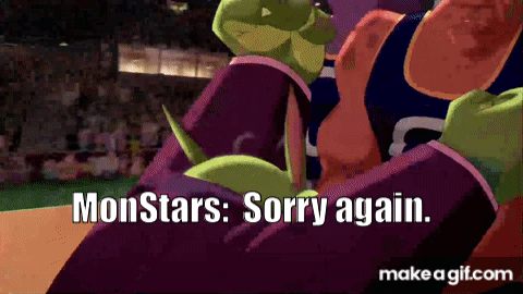 Cartoon Character Saying Monstars Sorry Again