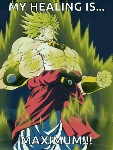 Cartoon Character Saying My Healing Is ... Maximum !!