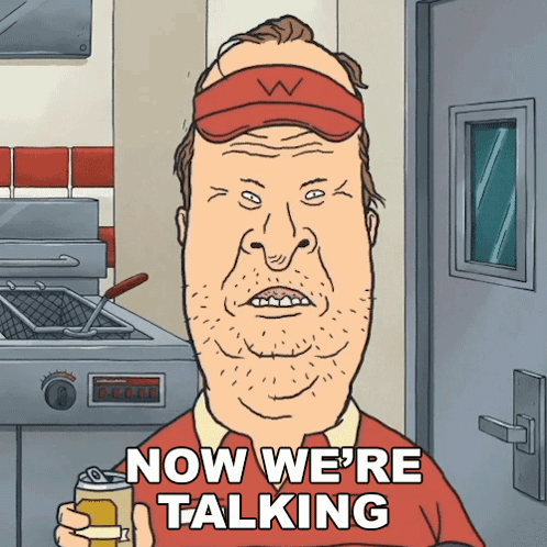 Cartoon Character Saying Now We're Talking by Fryer