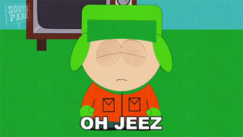 Cartoon Character Saying Oh Jeez in Front of TV