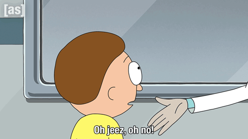 Cartoon Character Saying Oh Jeez Oh No In Front Of Window GIF
