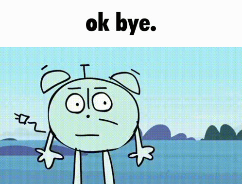 Cartoon Character Saying Ok Bye Blue Sky