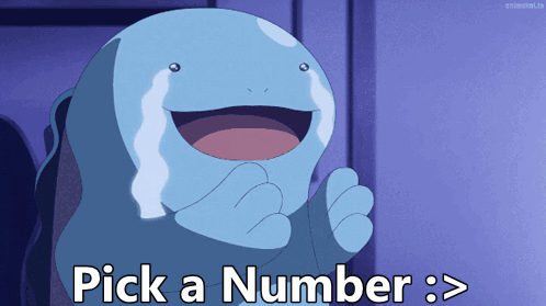 Cartoon Character Saying Pick a Number