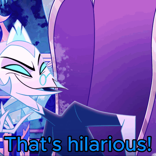 Cartoon Character Saying That's Hilarious in Blue