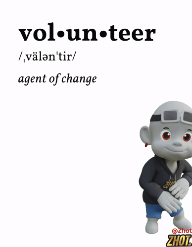 Cartoon Character Saying Vol.un.teer