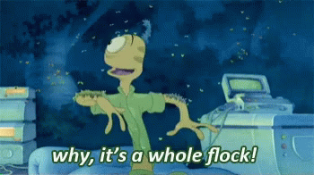 Cartoon Character Saying Why It's a Whole Flock