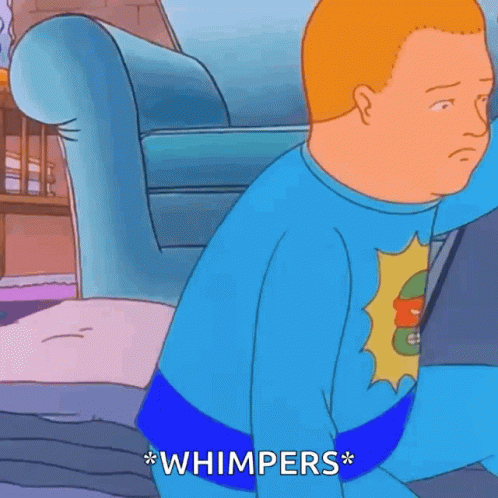 Cartoon Character Saying Wimpers Blue Couch