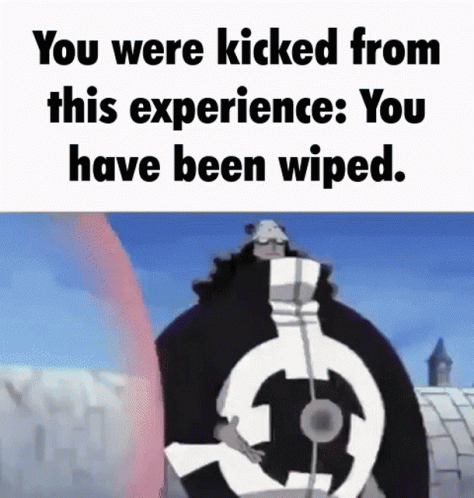 Cartoon Character Saying You Were Kicked From This Experience You Have Been Wiped GIF
