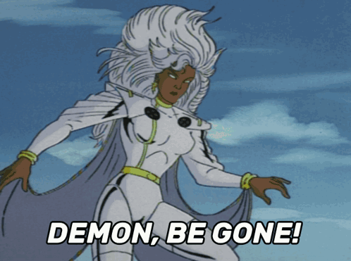 Cartoon Character Says Demon Be Gone GIF