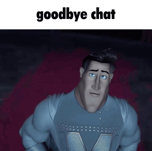 Cartoon Character Says Goodbye Chat While Looking Down GIF