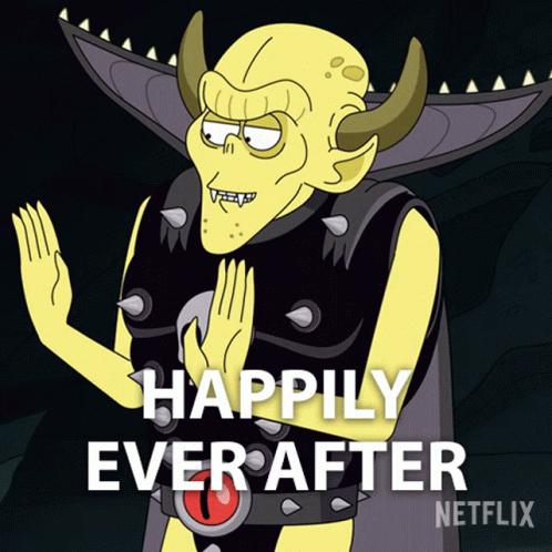 Cartoon Character Says Happily Ever After