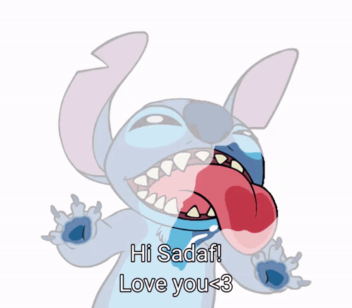 Cartoon Character Says Hi Sadaf I Love You <3