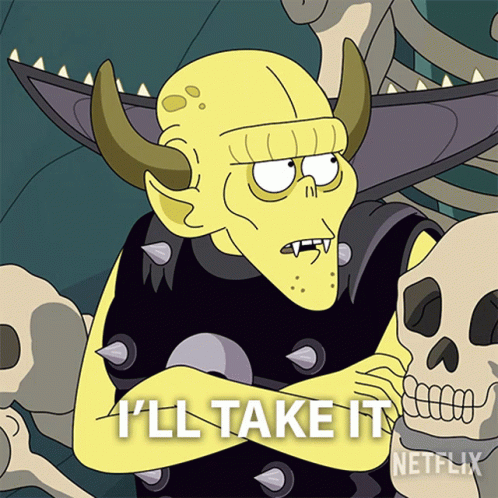 Cartoon Character Says I'll Take It