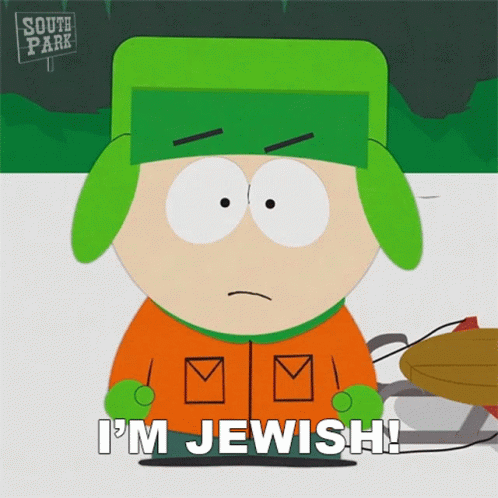 Cartoon Character Says I'm Jewish in Front of South Park Sign