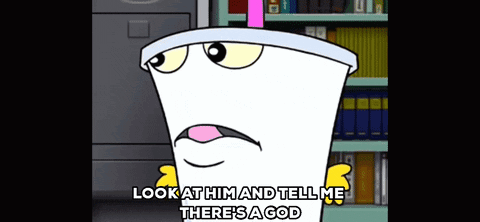 Cartoon Character Says Look at Him and Tell Me There's God