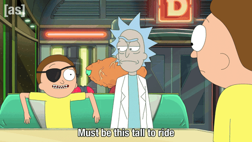 Cartoon Character Says Must Be This Tall to Ride in Front of Rick and Morty