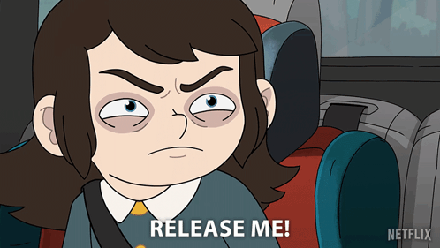Cartoon Character Says Release Me In Car GIF