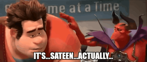 Cartoon Character Says Sateen Come Me At A Time