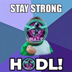 Cartoon Character Says Stay Strong Hodl Purple Blue GIF