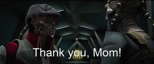 Cartoon Character Says Thank You Mom In Dark Room GIF