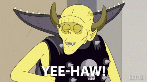 Cartoon Character Says Yee-Haw With Netflix Logo