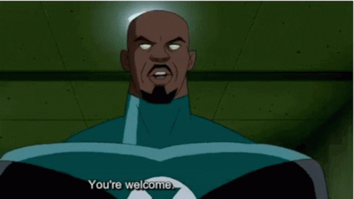 Cartoon Character Says You're Welcome in Green Room