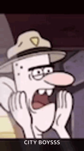 Cartoon Character Screaming With Hat