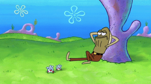Cartoon Character Sits Under Tree With Flower
