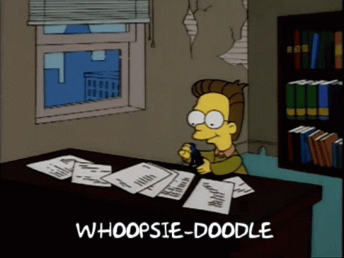 Cartoon Character Sitting at Desk Saying Whoopsie-Doodle