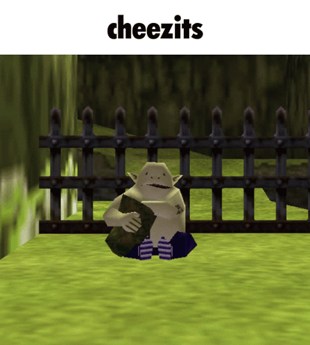 Cartoon Character Sitting in Front of Fence