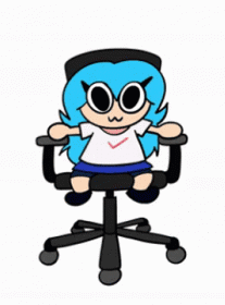 Cartoon Character Sitting in Office Chair