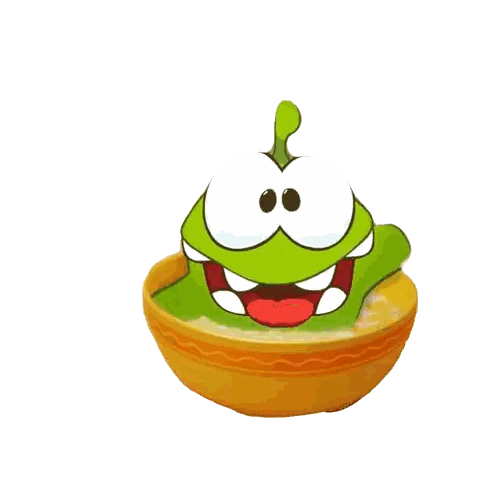 Cartoon Character Sitting in Orange Bowl