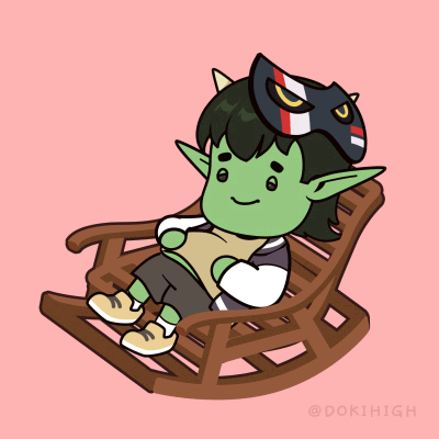 Cartoon Character Sitting in Rocking Chair with Mask