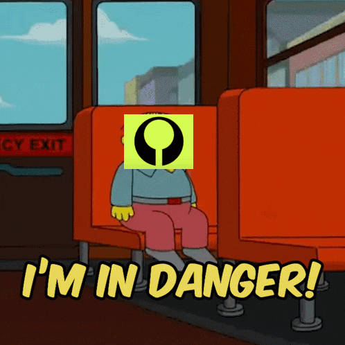 Cartoon Character Sitting on Bus Saying I'm in Danger