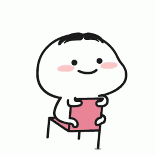 Cartoon Character Sitting On Chair Holding Pink Book GIF