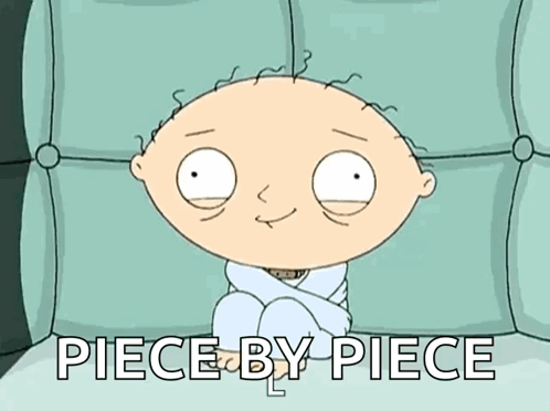 Cartoon Character Sitting on Couch Piece by Piece