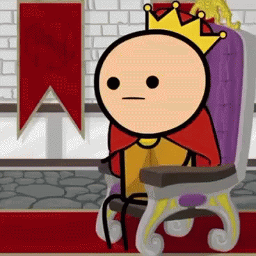 Cartoon Character Sitting On Throne With Crown GIF