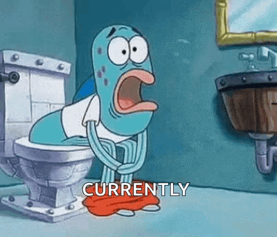 Cartoon Character Sitting on Toilet Screaming