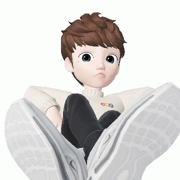 Cartoon Character Sitting on White Nike Shoes